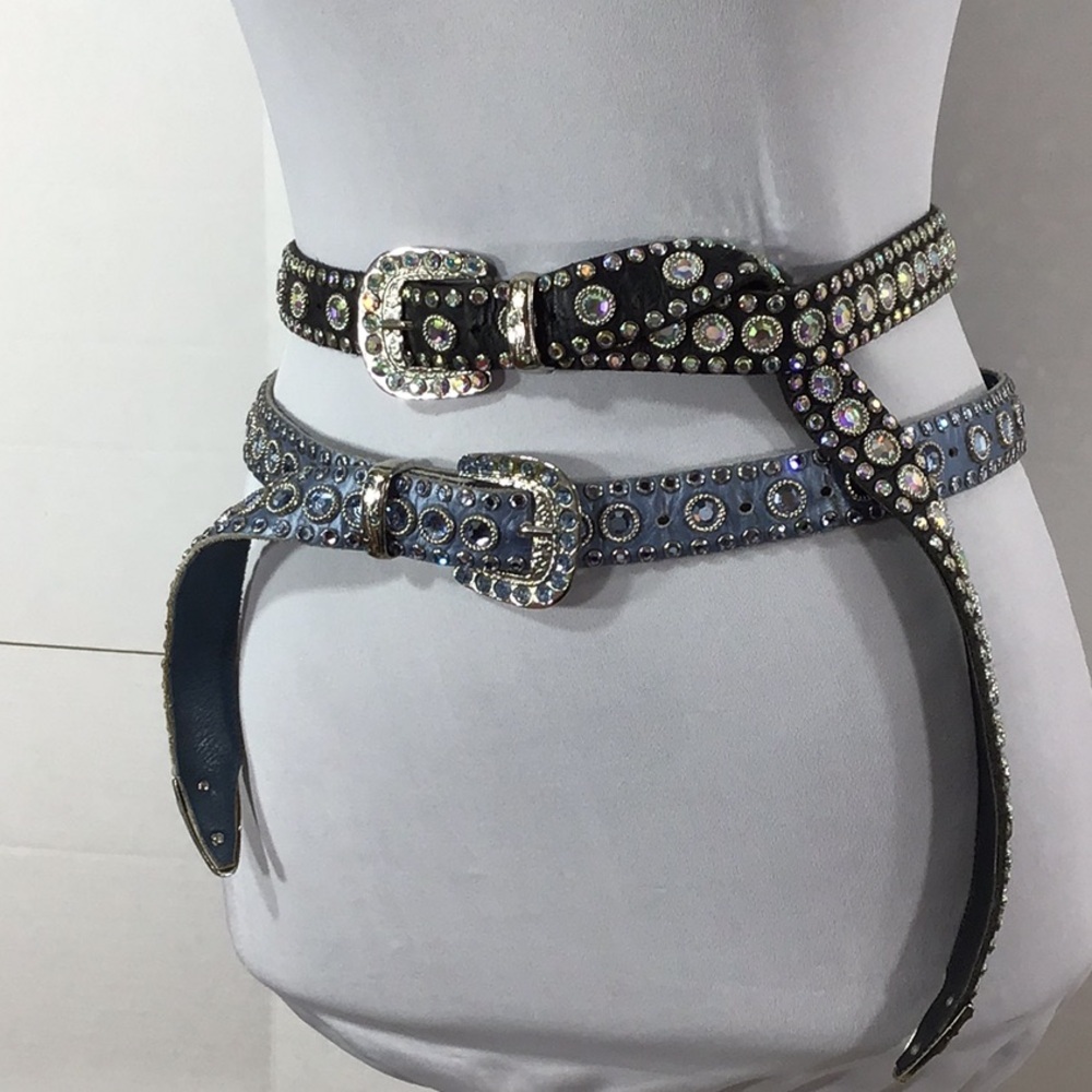 Kippys bling belts (2) blue and black Swarovski crystals S